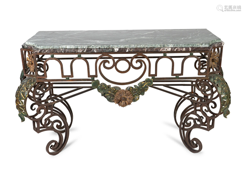 An Italian Rococo Style Wrought-Iron Console