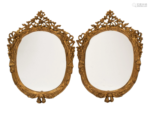 A Pair of Italian Rococo Style Gilded Mirrors