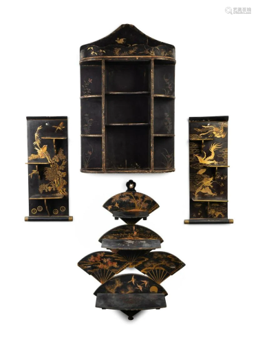 Four Japanese Lacquer Wall Brackets