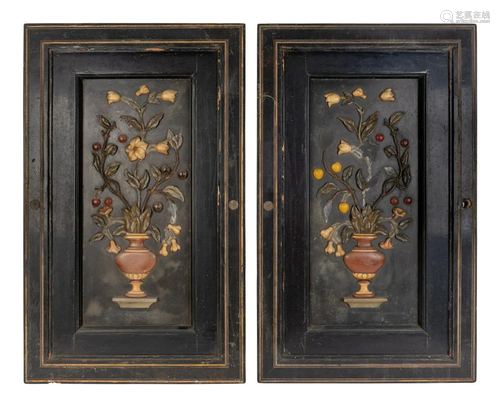 A Pair of Italian Hardstone-Mounted Panels