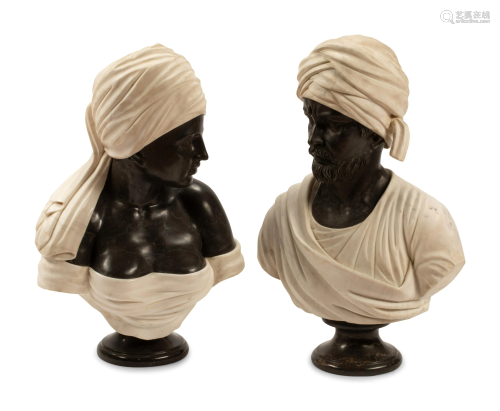 A Pair of Italian Marble Busts