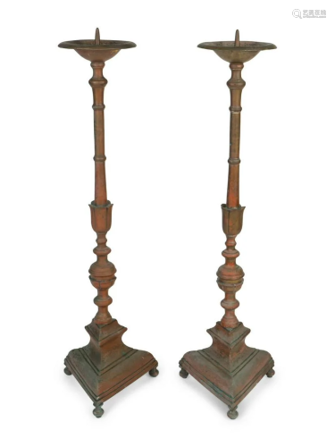 A Large Pair of Italian Baroque Style Brass
