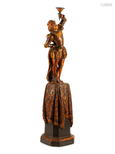 An Austrian Carved Wood Figural Torchere