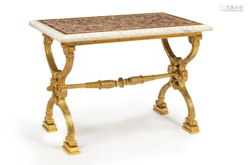 A Baltic Style Gilt Bronze Table with an Amethyst and