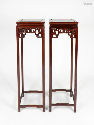 A Pair of Chinese Rosewood Stands