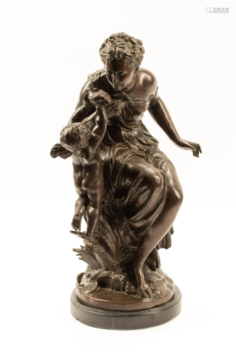 A French Patinated Bronze Figural Group After Moreau