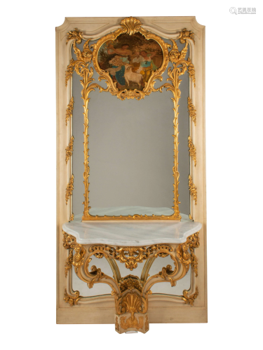 A Pair of Louis XVI Style Painted and Parcel Gilt