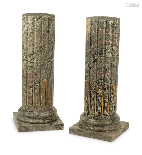 A Pair of Louis XVI Style Gilt Bronze Mounted Marble