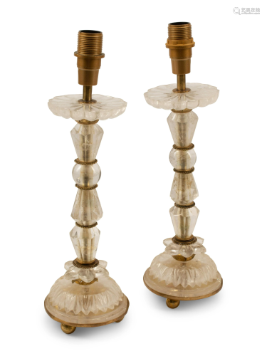 A Pair of Rock Crystal Table Lamps