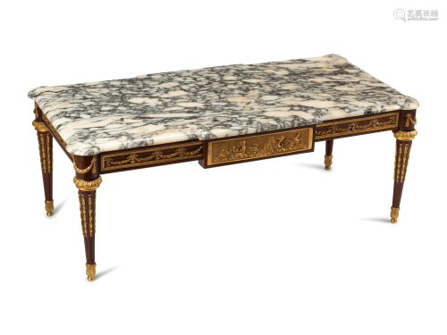 A Louis XVI Style Gilt Bronze Mounted Marble-Top