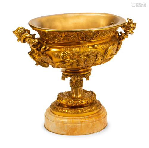 A Large French Gilt Bronze Jardiniere