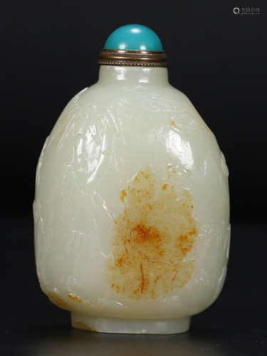 HETIAN JADE CARVED FIGURE PATTERN SNUFF BOTTLE