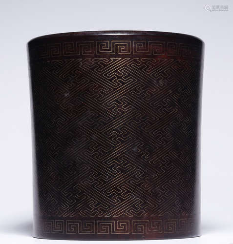 XIAOYEZITAN WOOD CARVED BRUSH POT