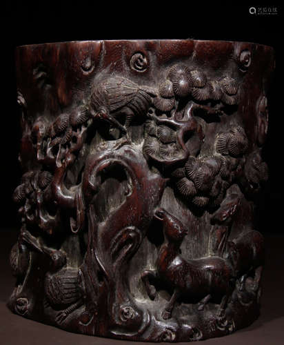 CHENXIANG WOOD CARVED BRUSH POT