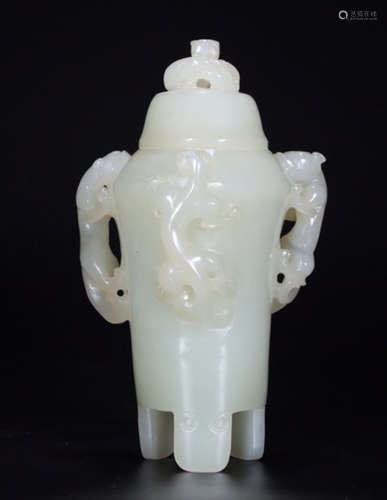 HETIAN JADE CARVED VASE