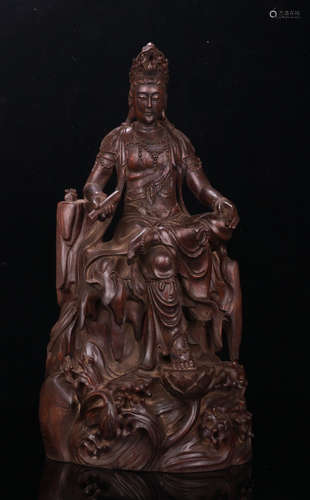 CHENXIANG WOOD CARVED GUANYIN BUDDHA STATUE