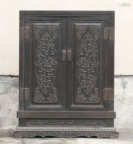 ZITAN CARVED CABINET WITH PATTERN