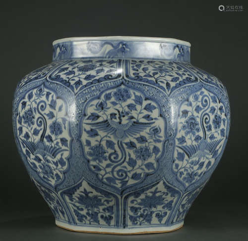 BLUE&WHITE PHOENIX&FLOWER JAR