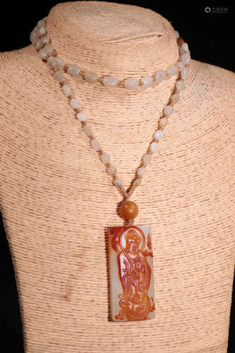 XINJIANG HETIAN JADE GUANYIN PATTERN PENDANT