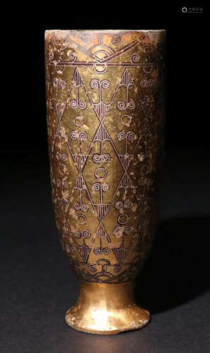 COPPER WITH GOLD&SILVER VESSEL