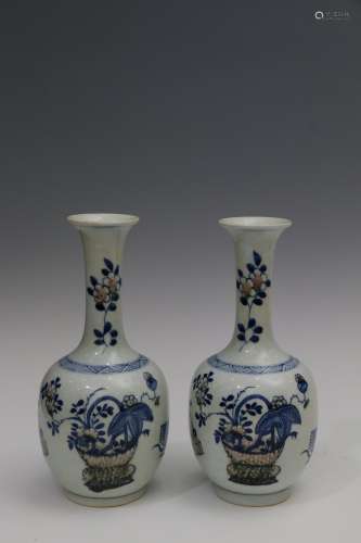 Blue-and-white Underglaze Red Vases with Flowers Design and ...