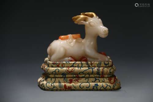Hetian Jade Deer Ornament ,Qing Dynasty