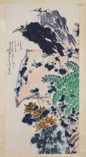 A Chinese Hanging Scroll Painting, Pan Tianshou Mark