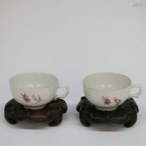 A Pair of Carmine Cups with Handles