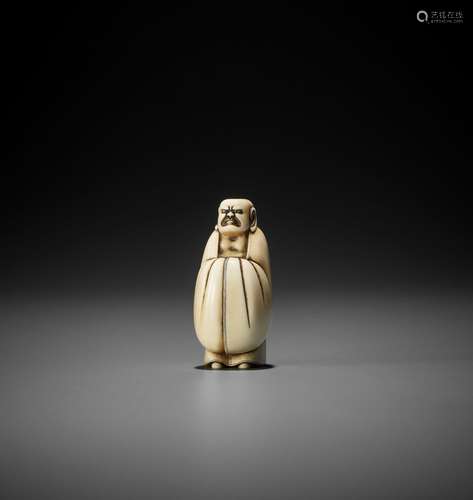 OHARA MITSUSADA: A FINE IVORY NETSUKE OF DARUMA