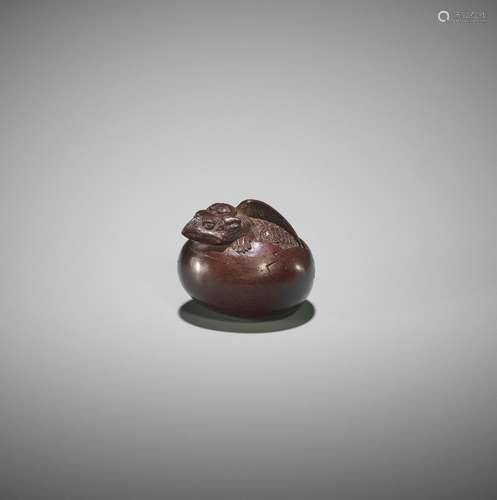 DEME MASAHIDE: A WOOD NETSUKE OF A HATCHING TENGU (TENGU NO ...