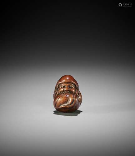 HAKUSUI: A WOOD NETSUKE OF DARUMA