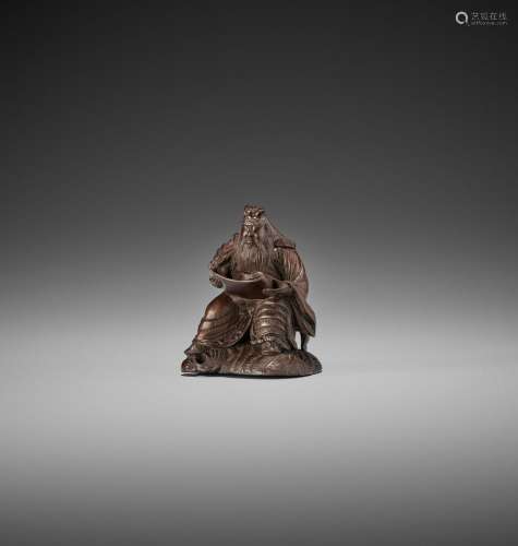 HIDARI ISSAN: A FINE WOOD NETSUKE OF GENTOKU