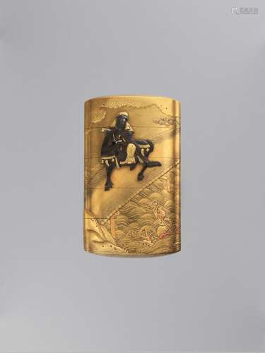 KAJIKAWA: A METAL-INLAID GOLD LACQUER FOUR-CASE INRO WITH CH...