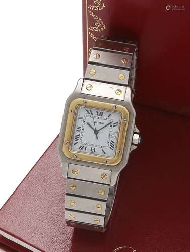 CARTIER SantosMontre mixte de ville en or jaune 18K 750 mill...