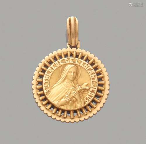 Médaille de Sainte Thérèse en or jaune 18K (750/1000) dans u...