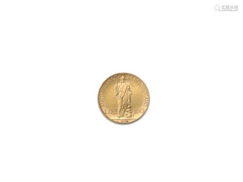 VATICAN : PIE XI (1922-1937)100 lire or. 1932. Fr. 283.Presq...