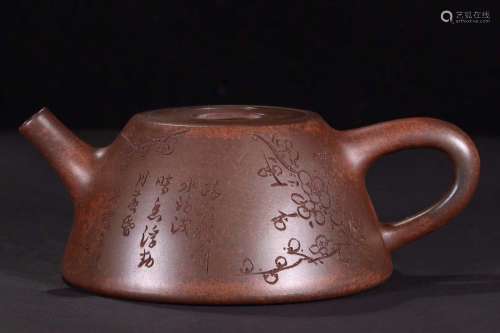 舊藏松枝柴窯梅花紋茶壺
