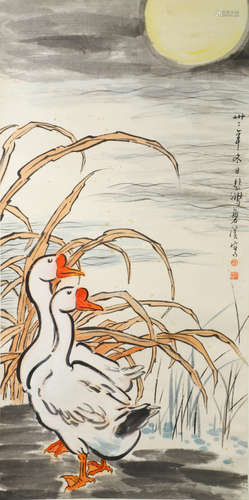 A CHINESE GOOSE PAINTING, XU BEIHONG MARK