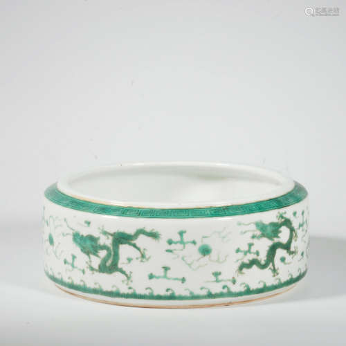 A GREEN COLORED DRAGON PATTERN PORCELAIN WASHER