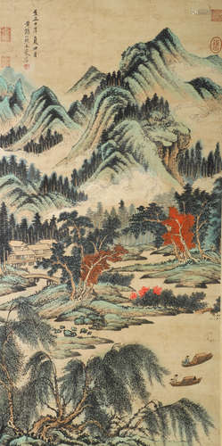 A CHINESE LANDSCAPE PAINTING, WANG MENG MARK