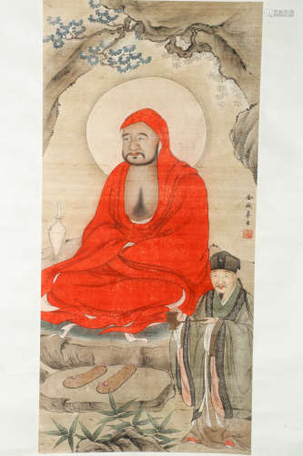 A CHINESE FIGURE PAINTING, JIN CHENG MARK