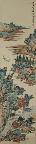 A CHINESE LANDSCAPE PAINTING SCROLL, XIAO QIANZHONG MARK