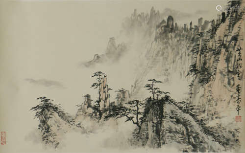 A CHINESE LANDSCAPE PAINTING SCROLL, DONG SHOUPING MARK