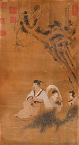 A CHINESE FIGURES PAINTING, LI GONGLIN MARK