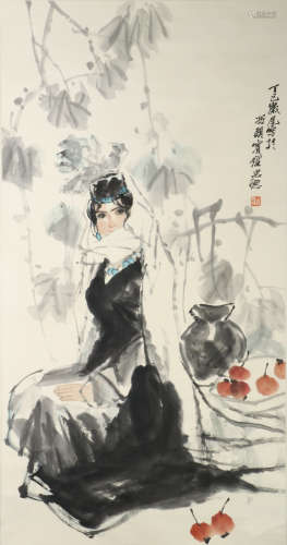 A CHINESE FIGURE PAINTING, ZHOU SICONG MARK