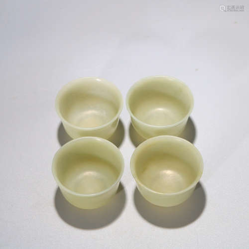 A SET OF HETIAN JADE CUPS