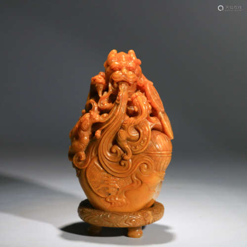 A TIANHUANG STONE DRAGON PATTERN AROMATHERAPY CENSER