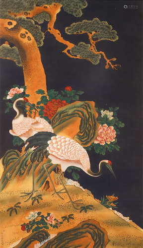 A CHINESE PINE&CRANE PAINTING, JIANG TINGXI MARK