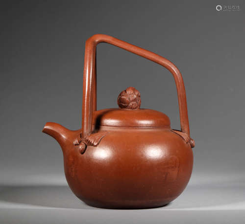 Ruyi Santiliang Purple Clay Pot in Qing Dynasty