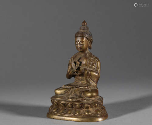 Bronze Gilded Sakyamuni Buddha in Qing Dynasty
